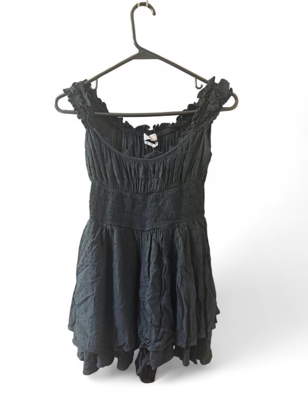Black Ruffled Romper - Women
